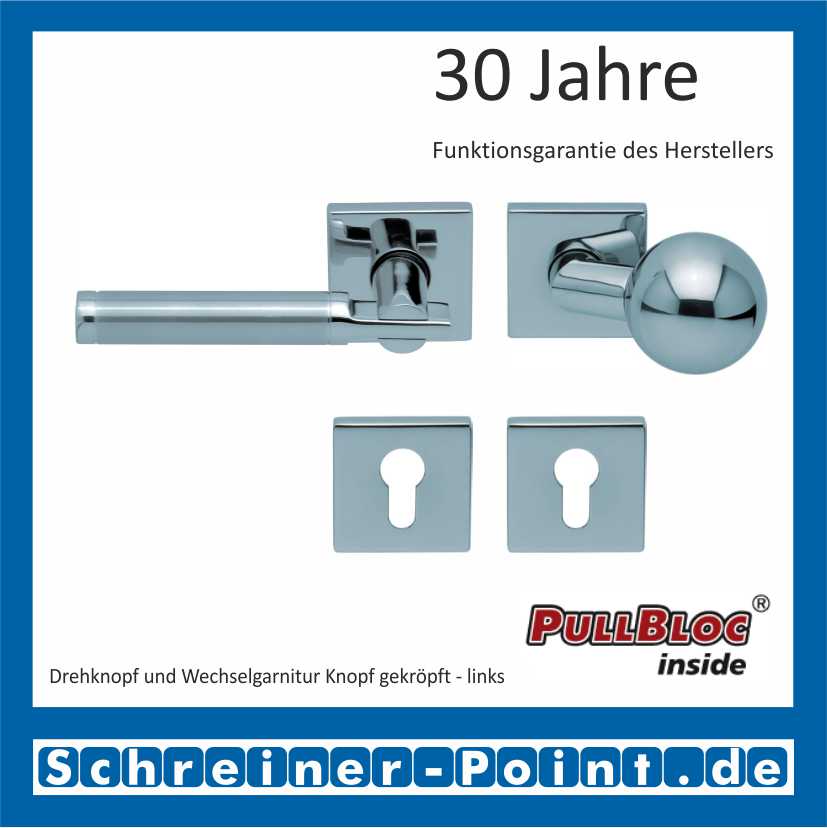 Scoop Pan quadrat PullBloc Quadratrosettengarnitur, Edelstahl poliert/Edelstahl matt, Rosette Edelstahl poliert